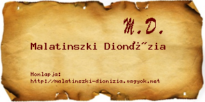 Malatinszki Dionízia névjegykártya